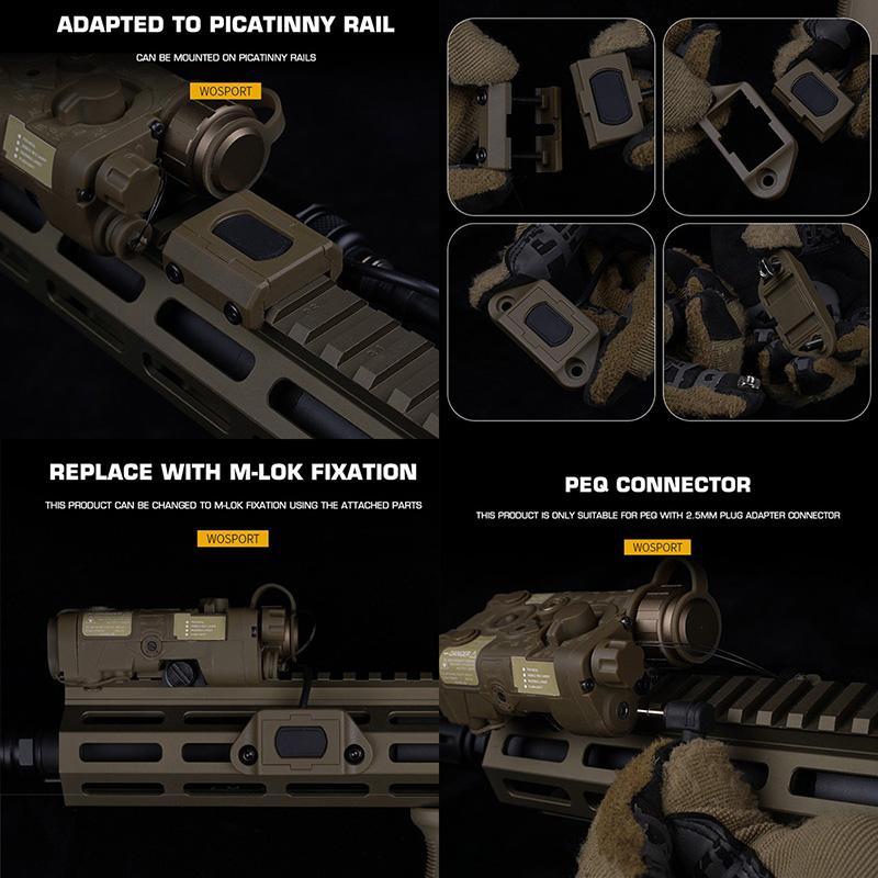 WoSporT Modliteスタイル モジュラースイッチ PEQ/2.5mmプラグ (M-LOK/Picatinny対応) Tan ...