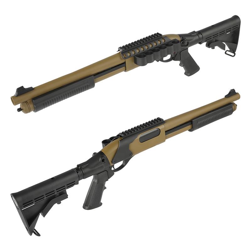 3DP製　リボルバー ショットガン ガス ショットシェル モスカート Golden Eagle M870 ガスショットガン ショートモデル Tactical/Tan