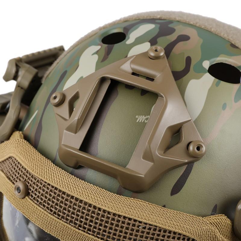 WoSporT タクティカルヘルメット メッシュマスク付 TAN : ミリタリー