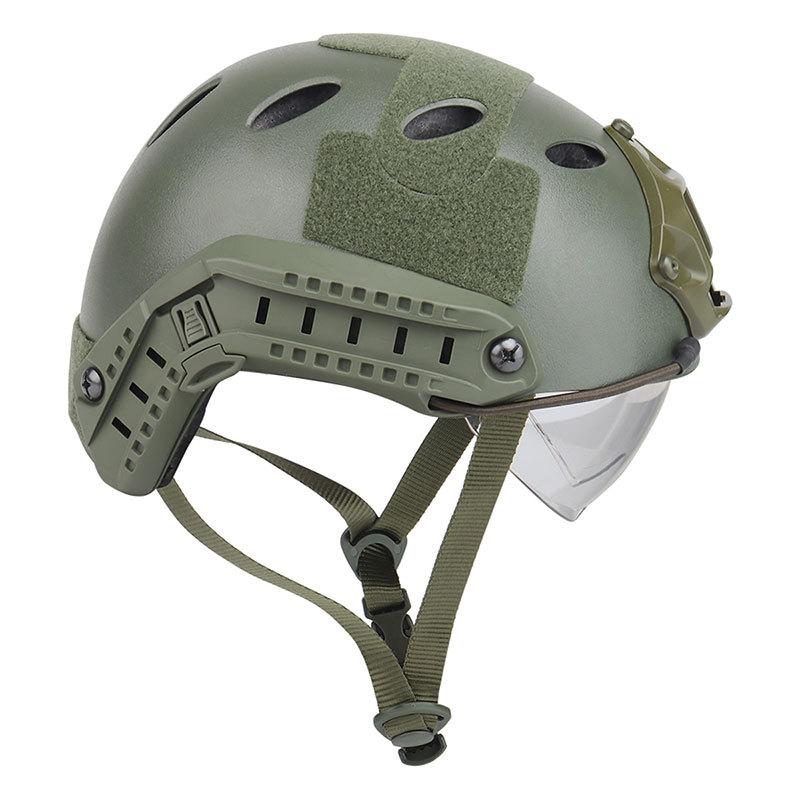 WoSporT FAST PJタイプヘルメット (バイザーゴーグル搭載) OD