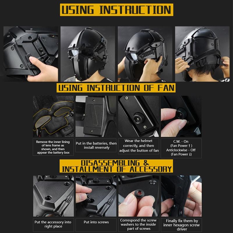 WoSporT モジュラーヘルメット ファン付 Terminator : ミリタリー