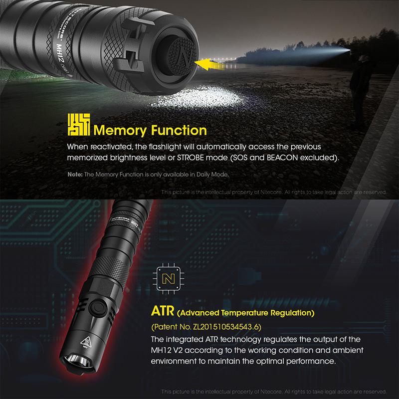 NITECORE(ナイトコア) MH12 V2 フラッシュライト 最大1200ルーメン