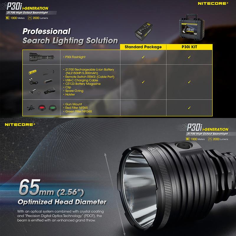 NITECORE(ナイトコア) P30i 高出力 サーチライト 最大2000ルーメン/1000m照射 Type-C 充電_12