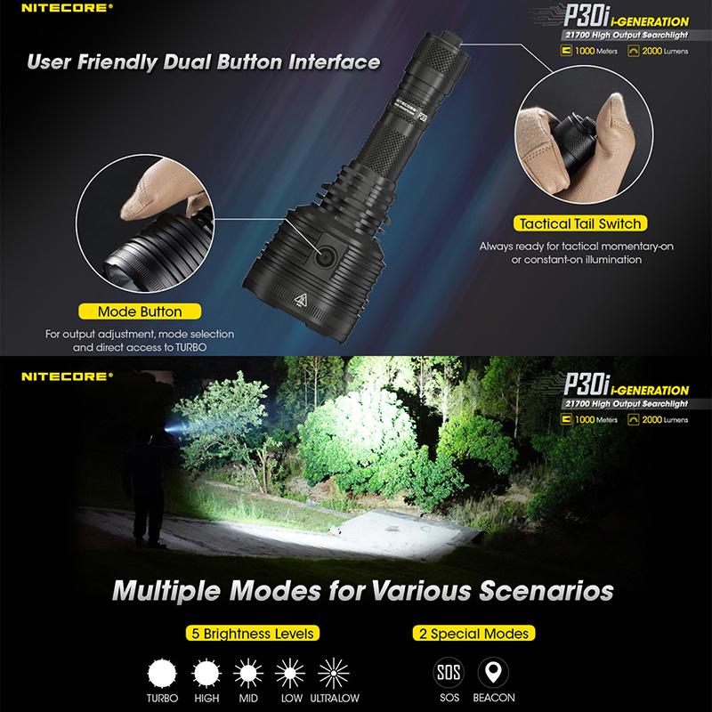 NITECORE(ナイトコア) P30i 高出力 サーチライト 最大2000ルーメン/1000m照射 Type-C 充電_13