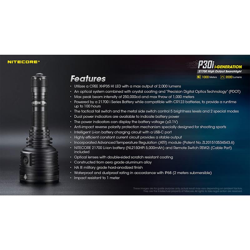 NITECORE(ナイトコア) P30i 高出力 サーチライト 最大2000ルーメン/1000m照射 Type-C 充電_16