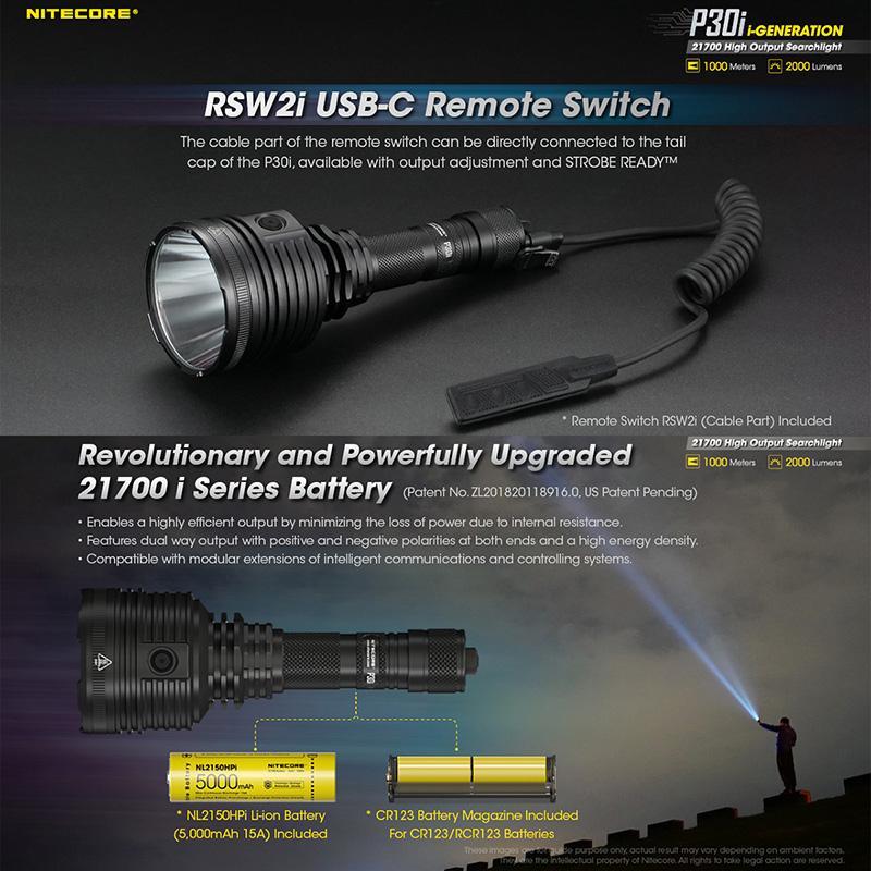 NITECORE(ナイトコア) P30i 高出力 サーチライト 最大2000ルーメン/1000m照射 Type-C 充電_9