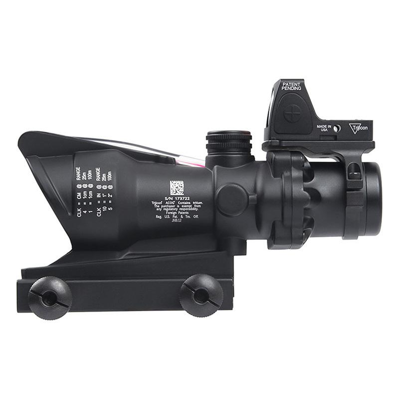 TR ACOGタイプ 4×32集光レッドファイバースコープ/RMRセット (Chevron Reticle/Metric Marking) ブラック BK Black 20mmレール 4倍固定｜hercules-gear｜05