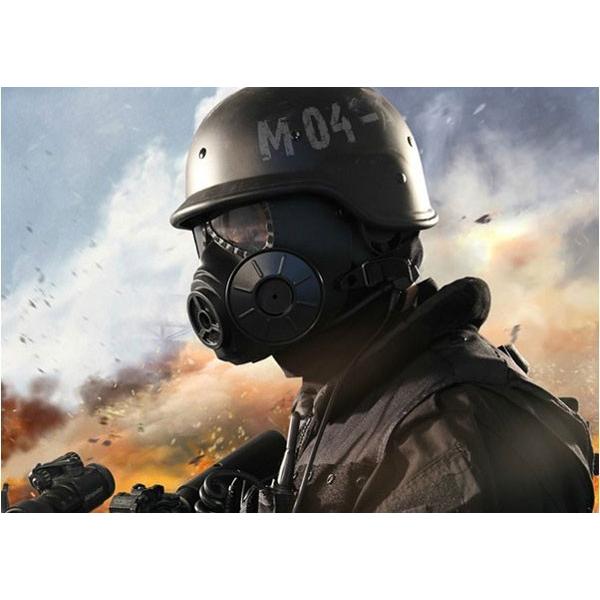 FMA M04タイプ 電動ファン付きガスマスク ゴーグル マスク BK