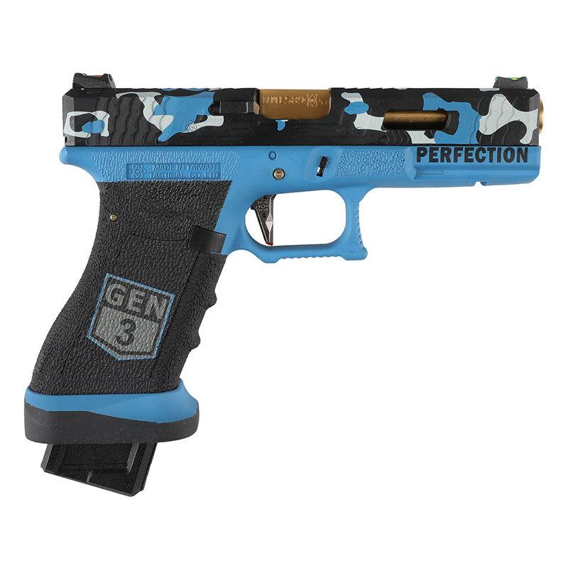 WE G17V ガスブローバックピストル Blue Camoカスタム (Secret：セミ
