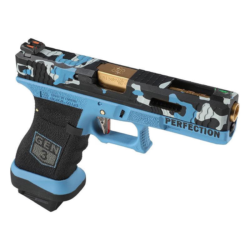 WE G17V ガスブローバックピストル Blue Camoカスタム (Secret：セミ
