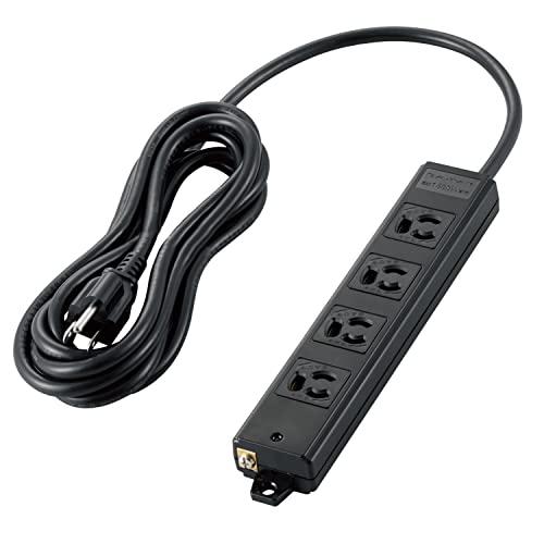 エレコム 電源タップ 3m 工事用 抜け止め 3P 4個口 マグネット付き ブラック T-WRM3430LGB/RS | 