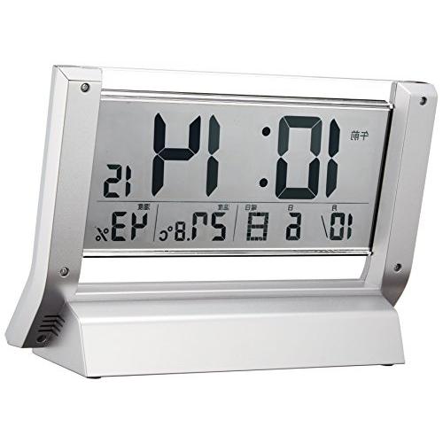 セイコー クロック 置き時計 ハイブリッドソーラー 電波 デジタル カレンダー 温度 湿度 表示 銀色 メタリック SQ690S SEIKO｜hercules23｜03
