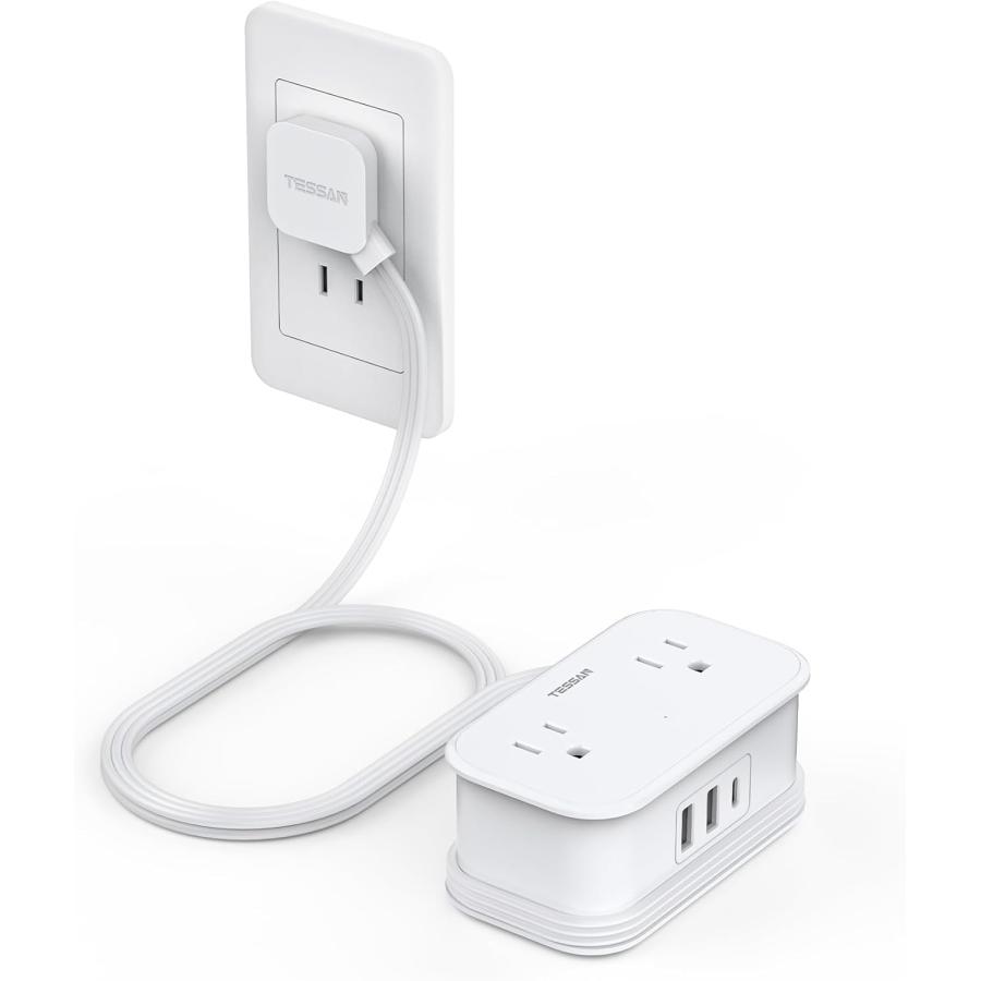 延長コード1m タイプc TESSAN 電源タップ usb付き コンセントタップ 4