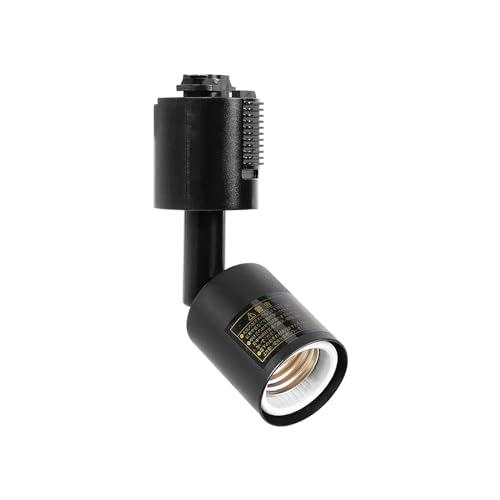 Pispoer ダクトレール用ライト、E26口金、電球なし、ライティングレール 照明、配線ダクトレール用器具、照射角度調節可能、黒い、1個セット | 
