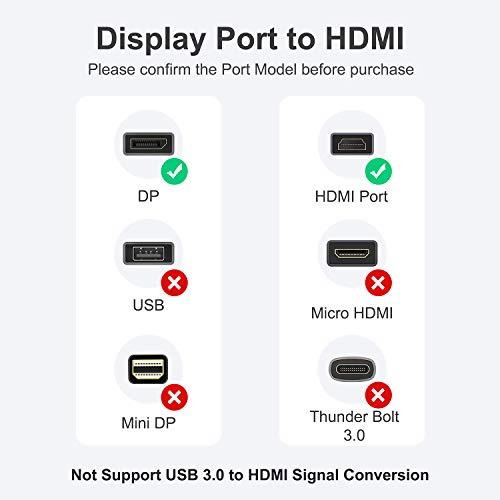 Displayport HDMI 変換アダプター、ABLEWE 1080P@60Hz /20cm 1920×1080最大 解像度対応 金メッキ｜hercules23｜03