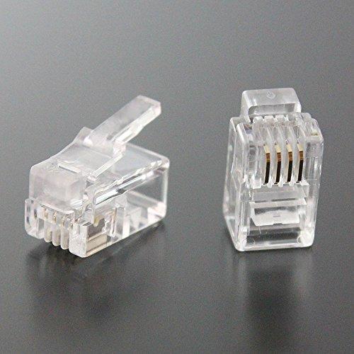RJ12/11/9モジュラープラグ 4極4芯（4P4C） 10個入 受話器カールコード用 タローズ CRJ11-10P44 | 