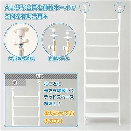 山善  フリーラック (突っ張り) スリム 幅78×奥行25×高さ209-282cm 棚板耐荷重10kg 棚板の高さが変えられる 壁面収納 本｜hercules23｜05