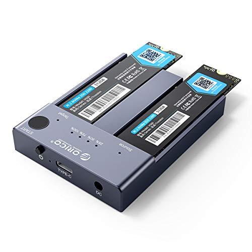 ORICO M.2 NVMe SSD デュプリケーター M2P2-E3-C クローン機能 ORICO USB-C NVME M.2 SSDケース 2ベイ コピー機能付