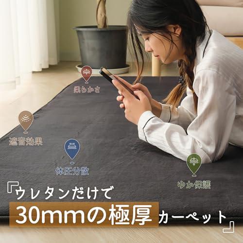 HARUMIN 極厚30mm カーペット ラグ 厚手 約1.5畳 ラグマット