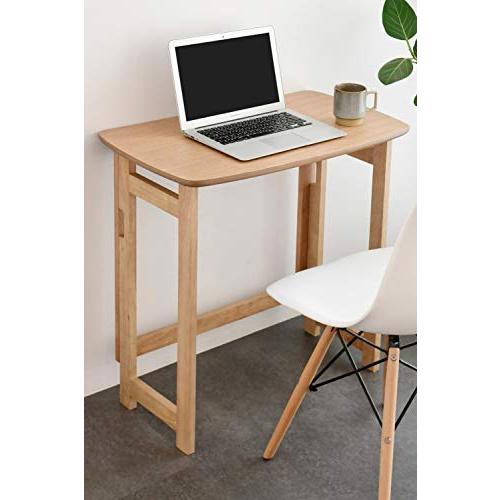 山善 折りたたみ デスク コンパクト収納 天然木 幅70×奥行41×高