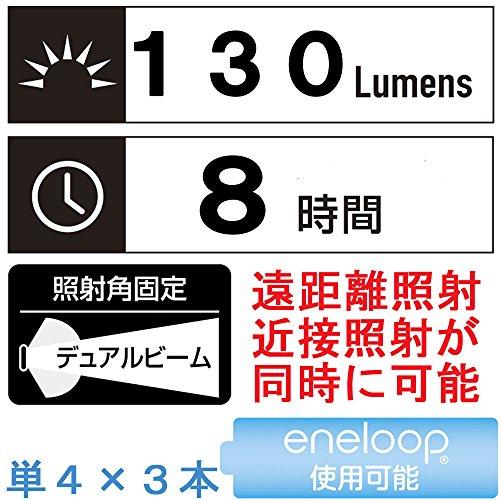 GENTOS(ジェントス) 防水機能付 LED ヘッドライト  明るさ130ルーメン/実用点灯8時間/デュアルビーム  単4形電池3本使用 GD｜hercules23｜05