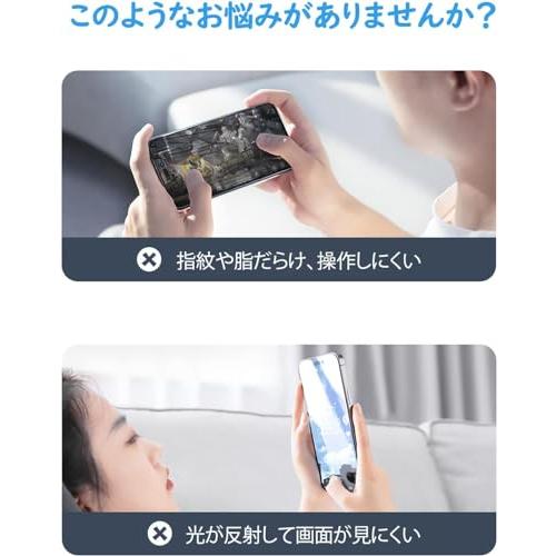 アンチグレア HOSEDA ガラスフィルム iPhone 15 Pro Max 用 サラサラ 強化ガラス液晶保護フィルム ゲームに最適/反射防｜hercules23｜02