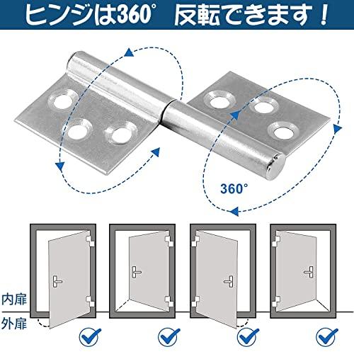 ZHEJIA ボックスヒンジ 平蝶番 平型蝶番 2個セット 360度回転 ZHEJIA ボックスヒンジ 平蝶番 平型蝶番 2個セット 360度回転