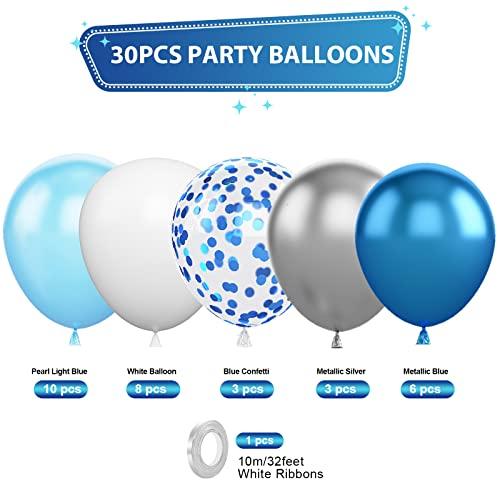 バルーン ブルー ホワイト 30個 風船 青 白 ラテックスバルーン 誕生日