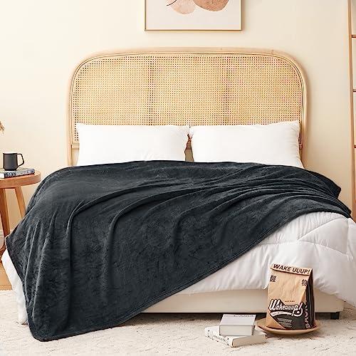 毛布 ダブル 大判 フランネル 春夏秋冬 180×200cm グレイブラック ブランケット 黒 毛布 ダブル 大判 180x200cm おしゃれ ブラック