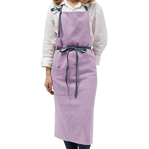 Anyasun エプロン 首掛け リネン カフェ風 シンプル おしゃれ ナチュラル 北欧 無地 おしりが隠れる ポケット付き 男女兼用 (10 |  | 01