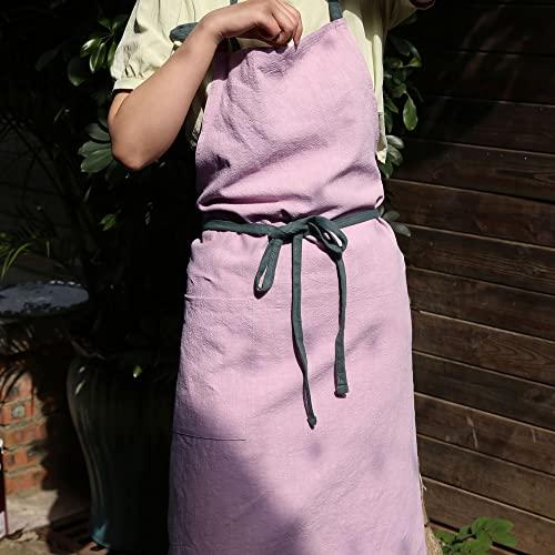 Anyasun エプロン 首掛け リネン カフェ風 シンプル おしゃれ ナチュラル 北欧 無地 おしりが隠れる ポケット付き 男女兼用 (10 |  | 05