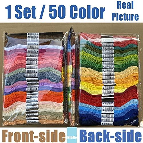 刺繍糸 刺しゅう糸 初心者 カラフル 縫い糸 手芸用糸 高質量 多色鮮やかな縫い糸 クロスステッチ 刺繍セット ミサンガ (50色セット) |  | 01