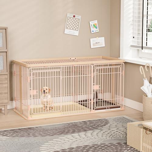 Petnniko 犬 ケージ ゲージ 幅146×奥行68×高さ70cm 小中大型犬用 屋根