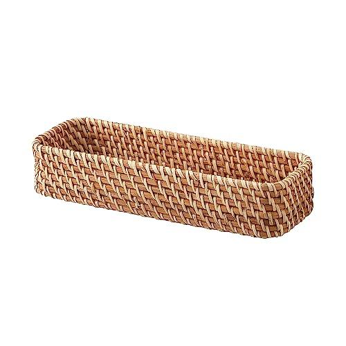 無印良品 重なるラタン長方形ボックス ハーフ・浅 幅26×奥行9×高さ6cm 37525702 | 