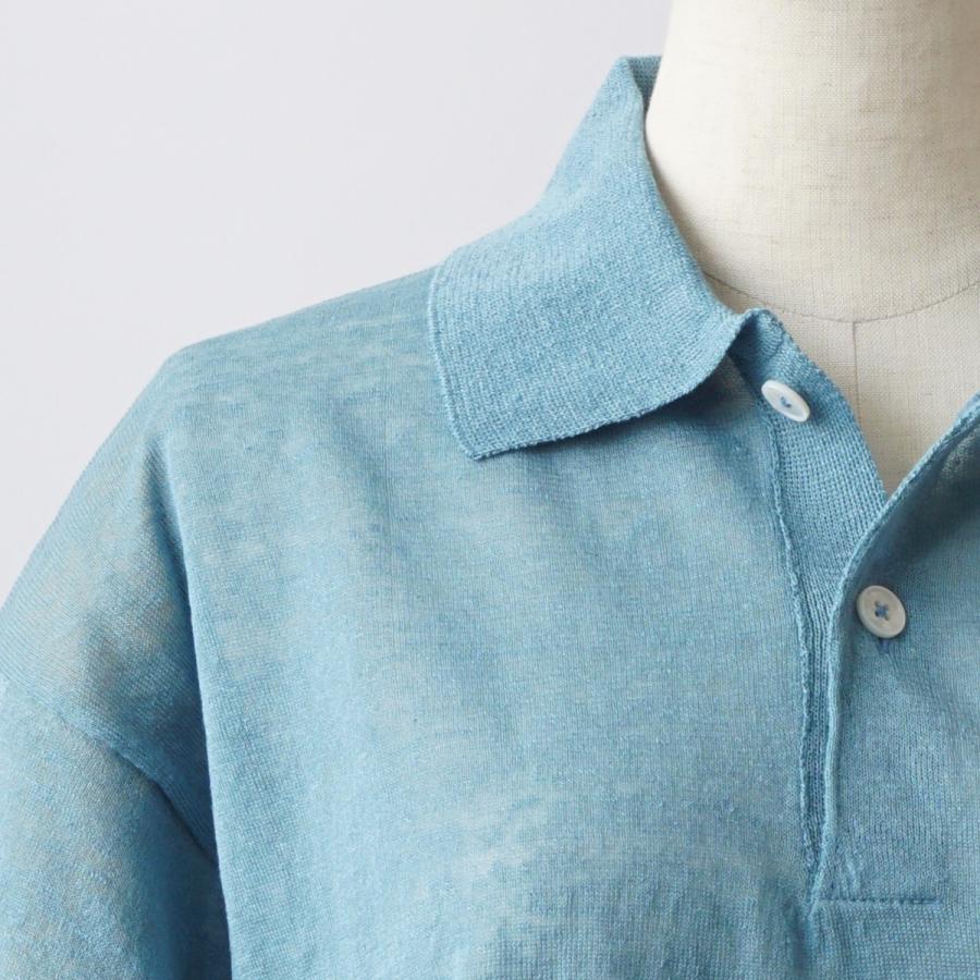 JANE SMITH/ジェーンスミス・16G Linen Nylon Sheer Knit Polo Shirt |  | 03