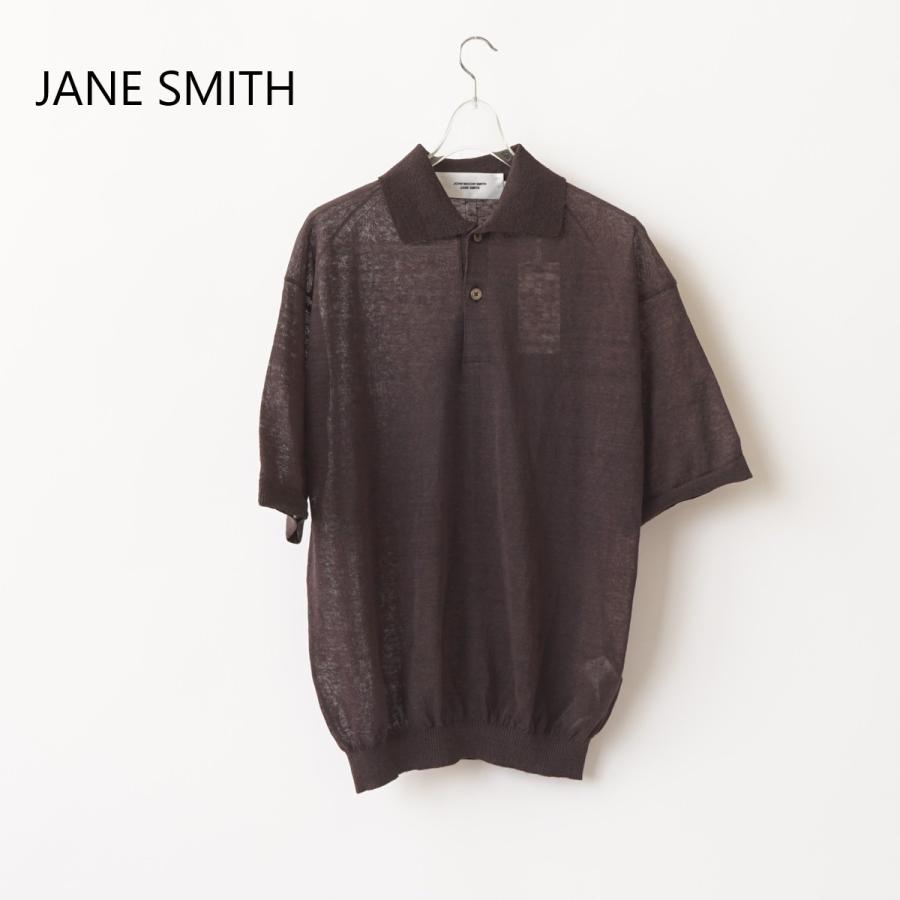 JANE SMITH/ジェーンスミス・16G Linen Nylon Sheer Knit Polo Shirt | 