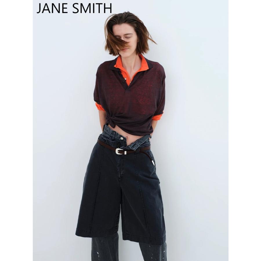 JANE SMITH/ジェーンスミス・16G Linen Nylon Sheer Knit Polo Shirt |  | 09