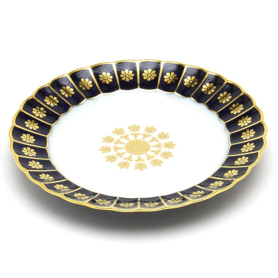セーブル(Sevres) アイスクリームディッシュ(直径:14cm)グラスカヌレ セーブルブルー(24K金彩装飾:No.101-101) 食器【国立セーブル製陶所から直接買い付け】新品の画像