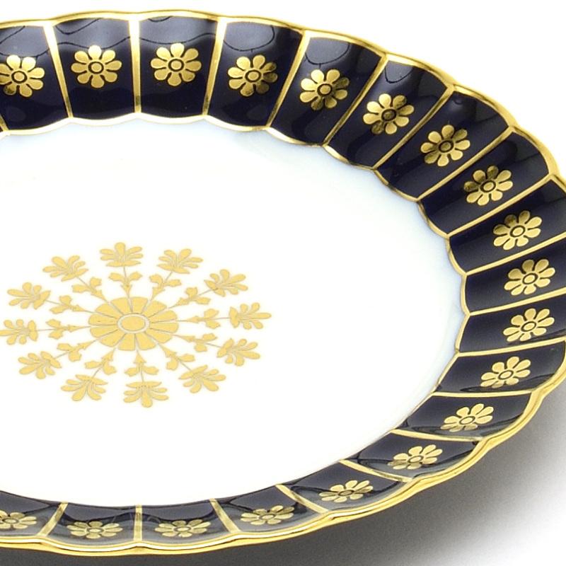 セーブル(Sevres) アイスクリームディッシュ(直径:14cm)グラスカヌレ セーブルブルー(24K金彩装飾:No.101-101) 食器【国立セーブル製陶所から直接買い付け】新品の画像