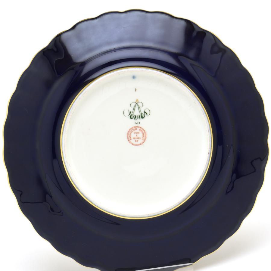 セーブル(Sevres) アイスクリームディッシュ(直径:14cm)グラスカヌレ セーブルブルー(24K金彩装飾:No.101-101) 食器【国立セーブル製陶所から直接買い付け】新品の画像