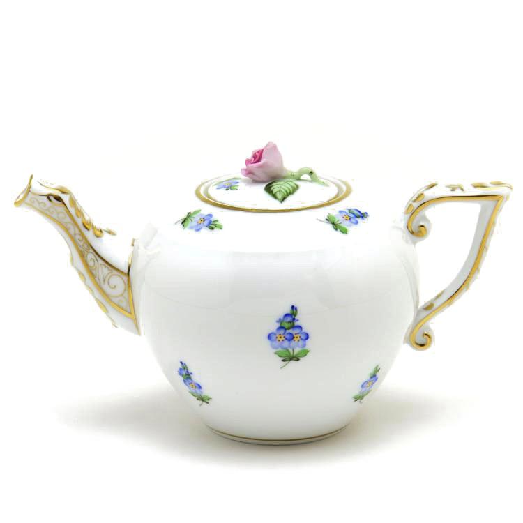 ヘレンド（HEREND） ティーポット(ミニ)(370cc)薔薇飾り 忘れな草
