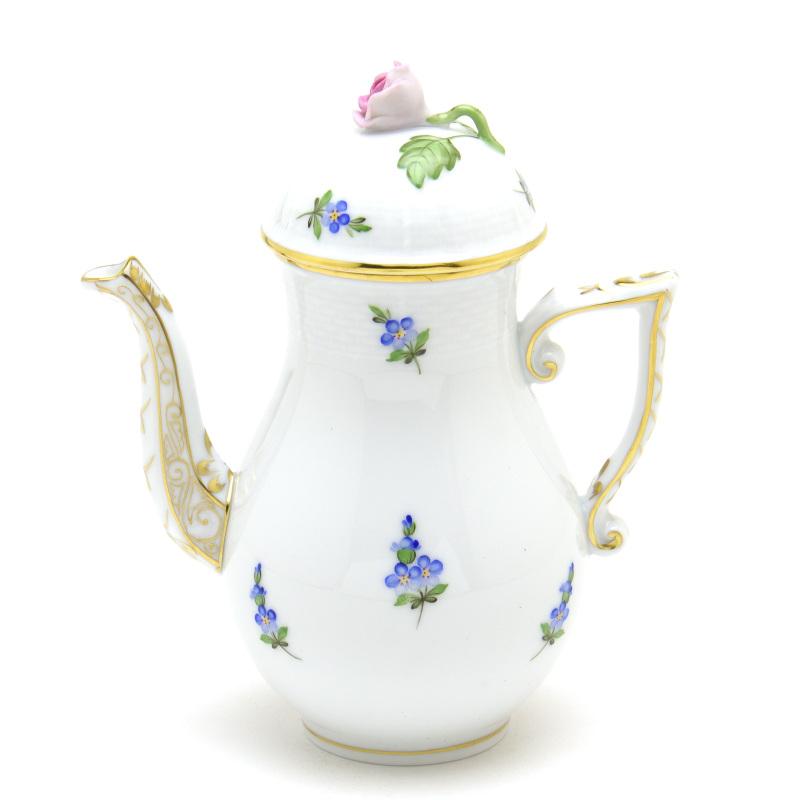 ヘレンド コーヒーポット(S) 忘れな草 薔薇飾り ハンドメイド ヘレンド コーヒーポット(S) 忘れな草 薔薇飾り ハンドメイド