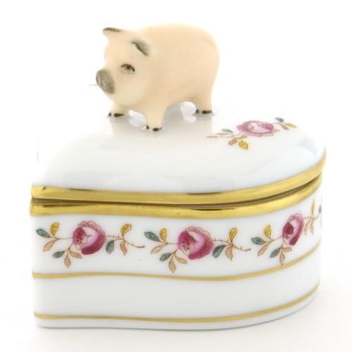 【専用ページ】でございます。 ヘレンド ボンボン入れ 薔薇の花飾り・シンプル ハート形小物入れ 豚