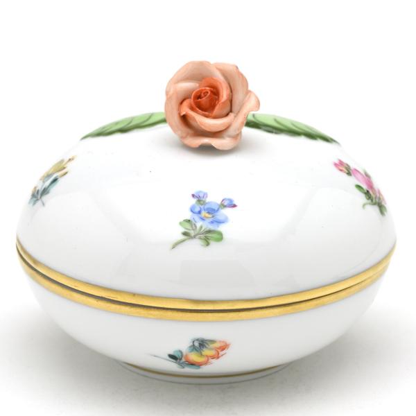 ヘレンド（HEREND） 小物入れ(直径:8cm)薔薇飾り ミルフルール(06012 