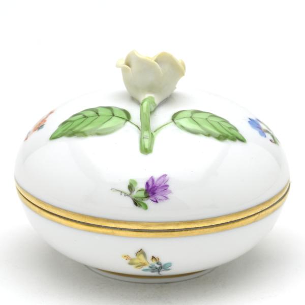 ヘレンド（HEREND） 小物入れ(直径:8cm)薔薇飾り ミルフルール(06012