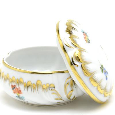 ヘレンド ボンボン入れ ミルフルール 丸形小物入れ 手描き 小筐