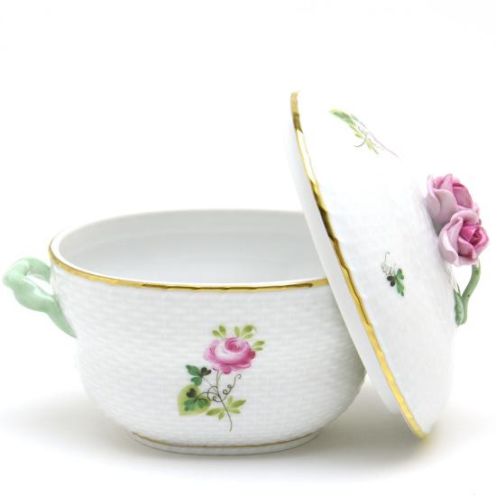 ヘレンド　薔薇の小物入れ ハンガリー HEREND(ヘレンド) バラの小物入れ(丸形ボンボン入れ