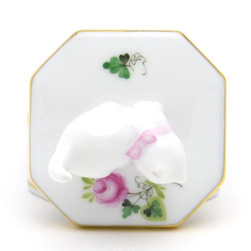 ヘレンド　置物　小物入れ　猫 ヘレンド フィギュリン 座っている猫 手描き 磁器製 ねこ 置物