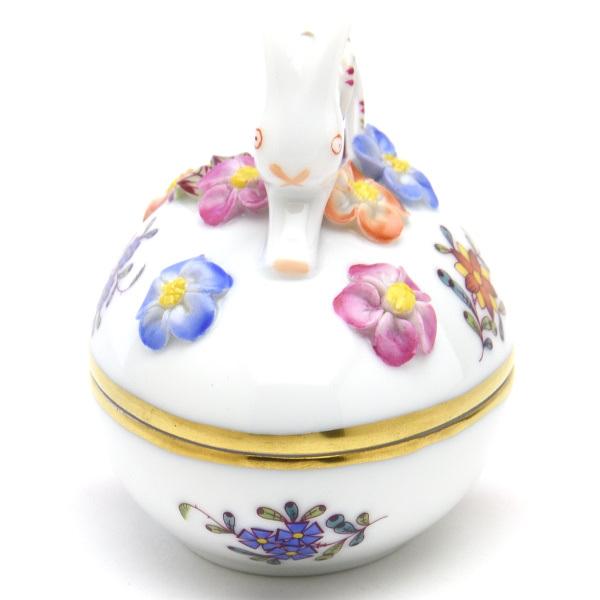 未使用保管品/ヘレンド/ウィーンの薔薇/たまご型ブチネコ ミニ