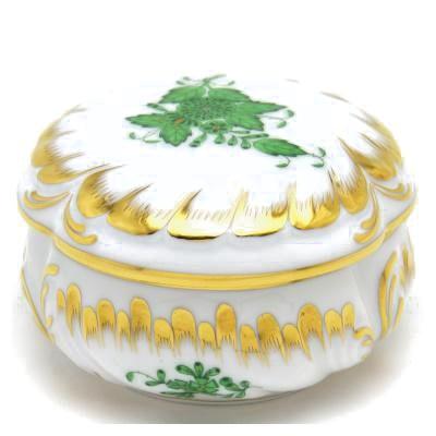 ヘレンド（HEREND） 小物入れ(直径:8cm)金彩 アポニーグリーン(06036